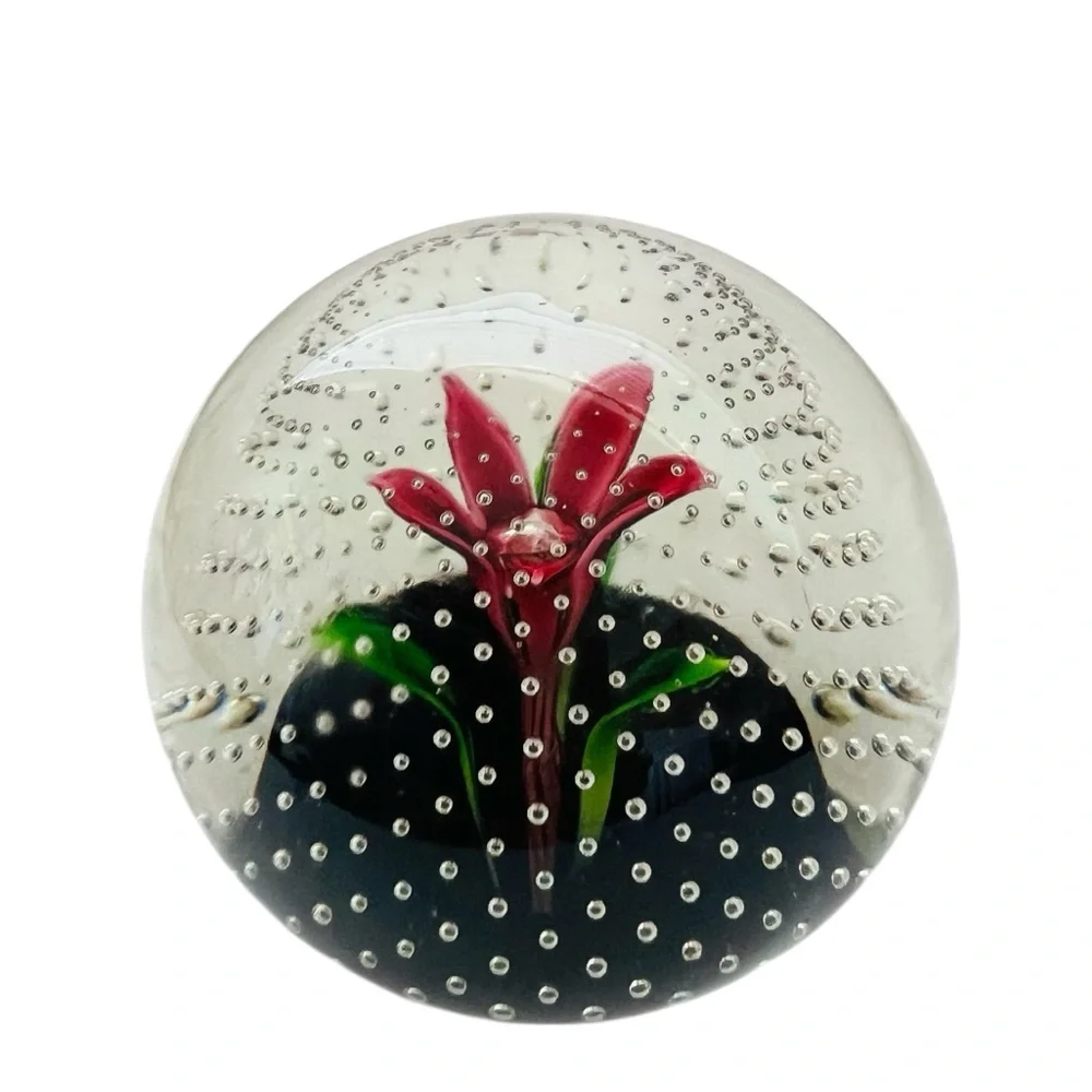Caithness Glass Flower in the Rain Art Glass Paperweight